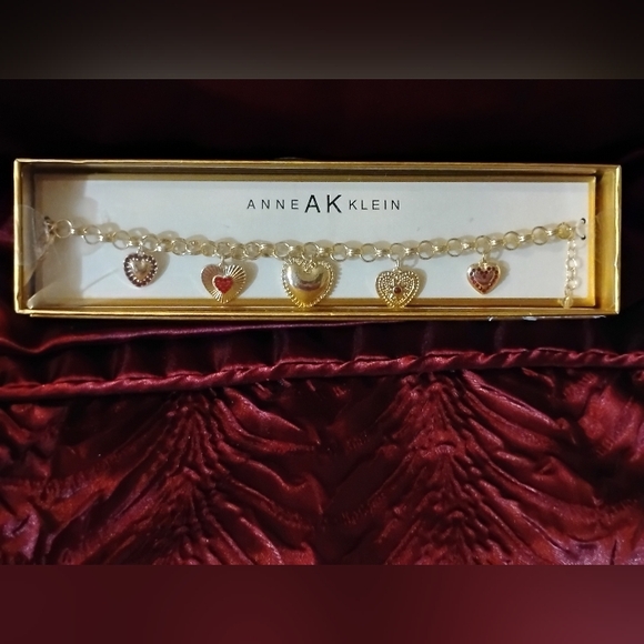 Anne Klein Jewelry - Anne Klein Gold and Red Heart Charm Bracelet